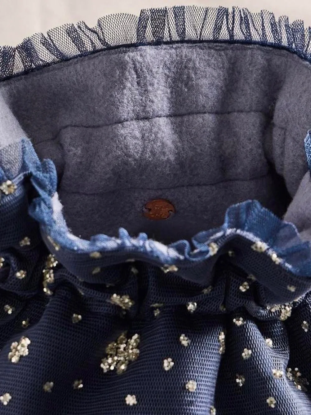 Free People Mini Drawstring Bag Women’s Makeup Travel Gift Pouch Blue Sparkle